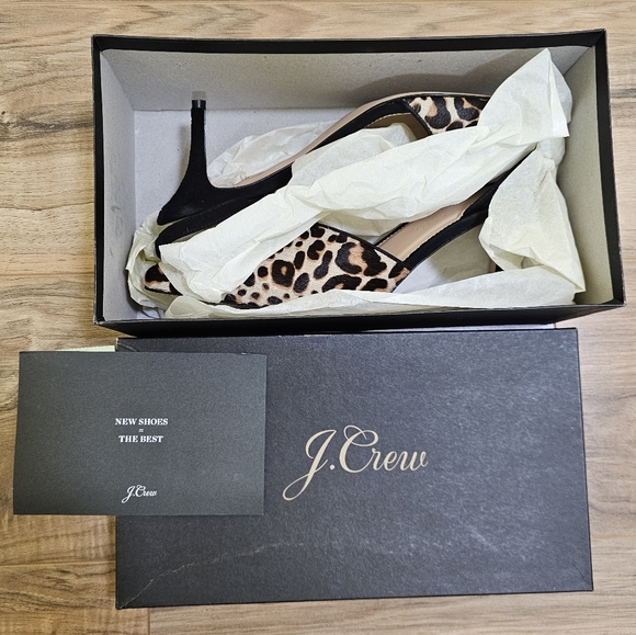 🎉HOST PICK🎉J.Crew Calf Hair Colette Asymmetrical Slingback Pumps In Leopard - Picture 12 of 16